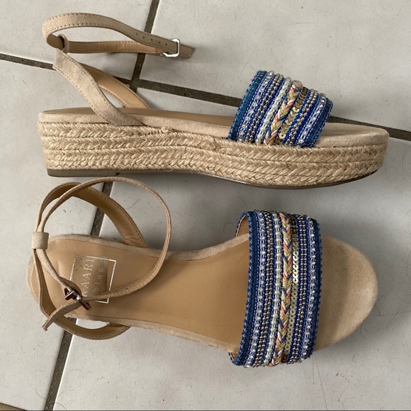 Boho beaded platform sandals with strap size 8.5 - Picture 2 of 10